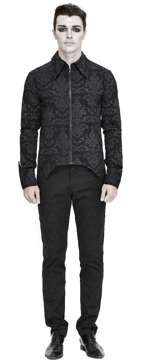 Gothic men shirt floral ornament by Devil Fashion