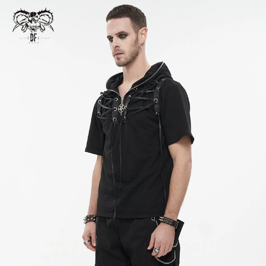 Gothic Hooded T-Shirt mit Zip der Firma Devil Fashion