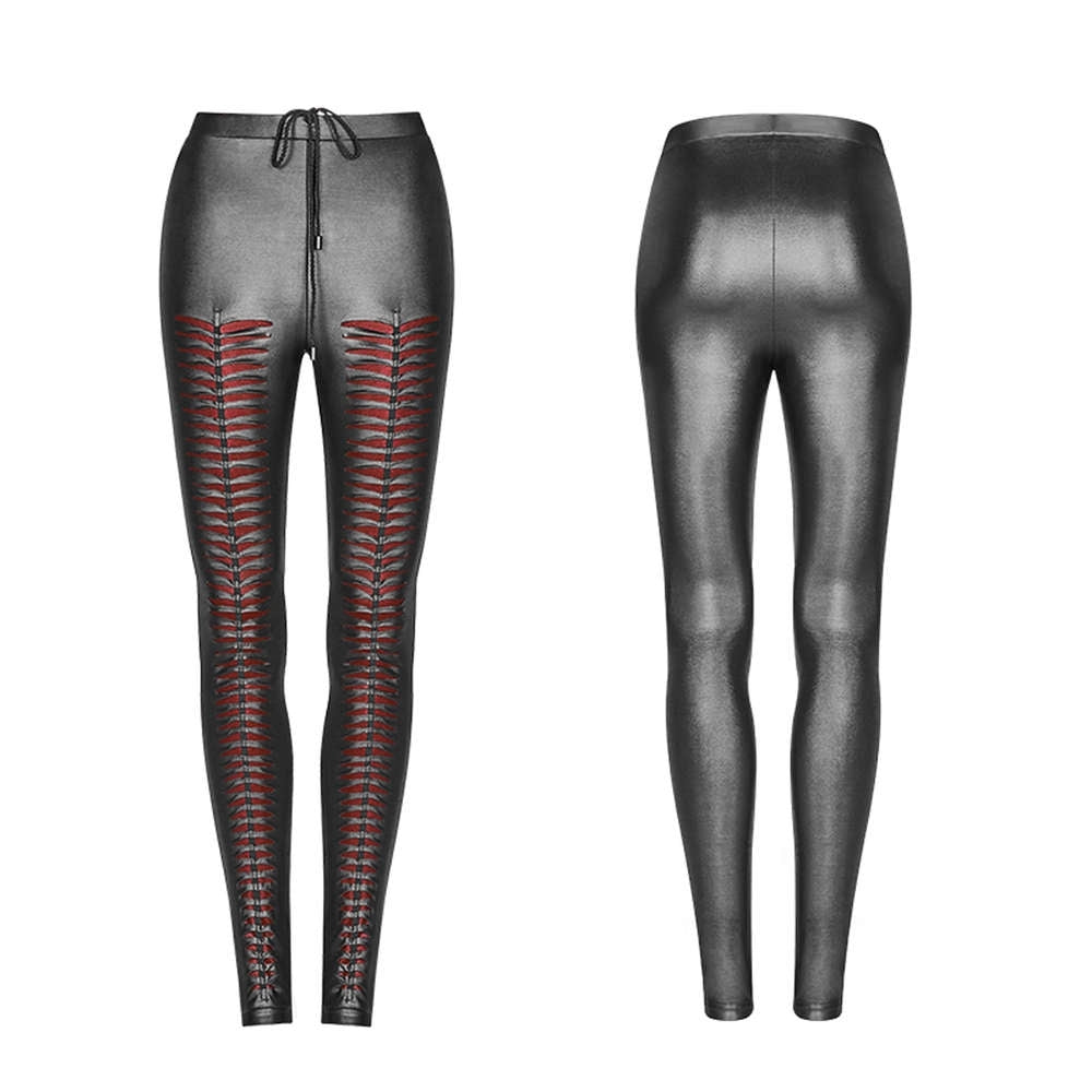Slasher Leggings Black Red - Punk Rave