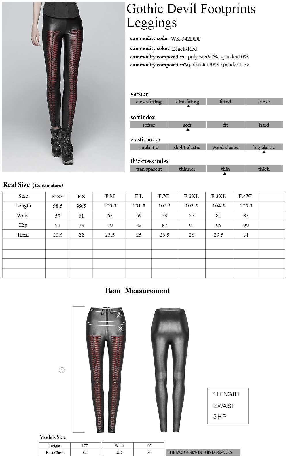 Slasher Leggings Black Red - Punk Rave