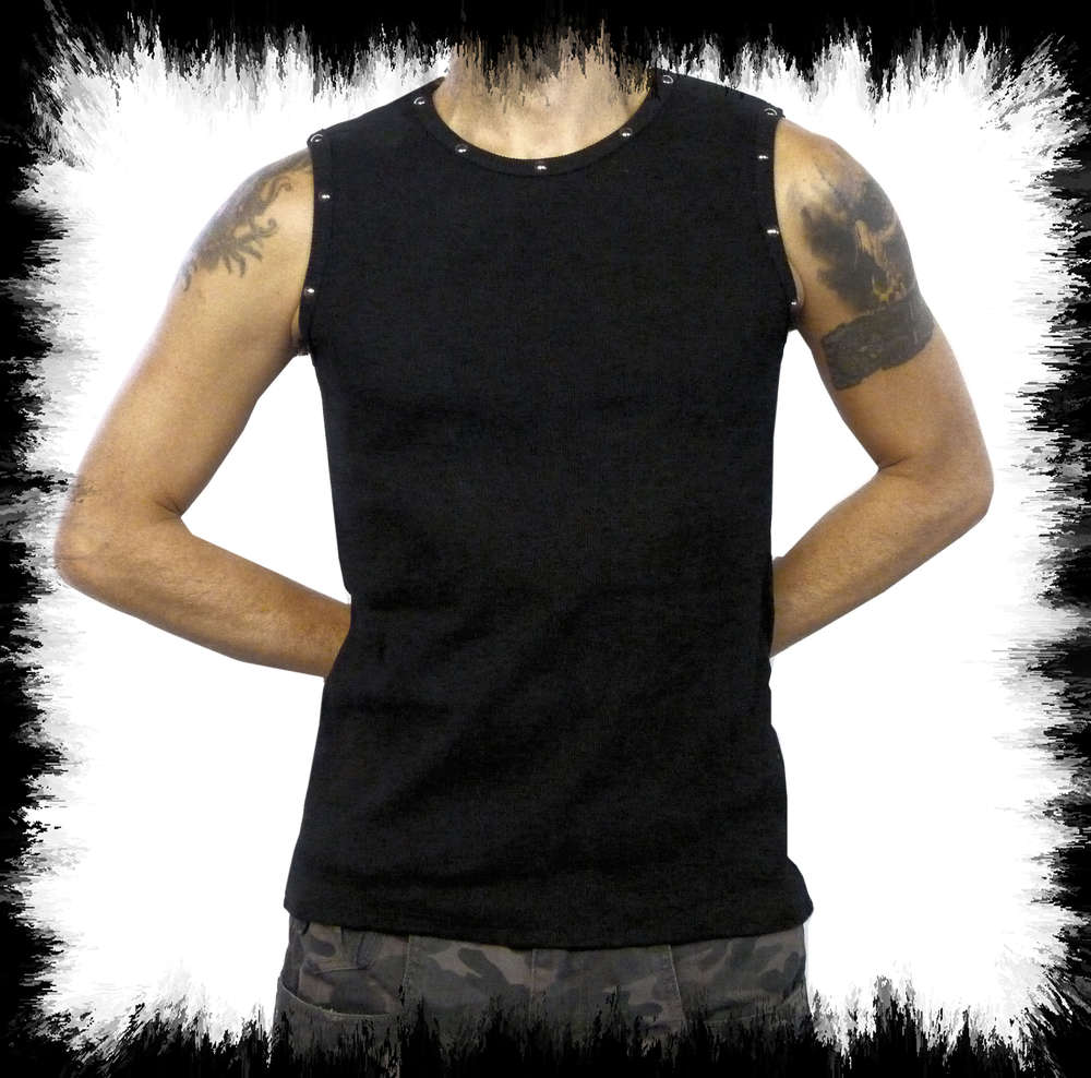 Gothic men's tank top rivets