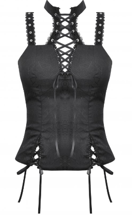 Gothic Spiderweb Corset Top in schwarz von Dark in Love