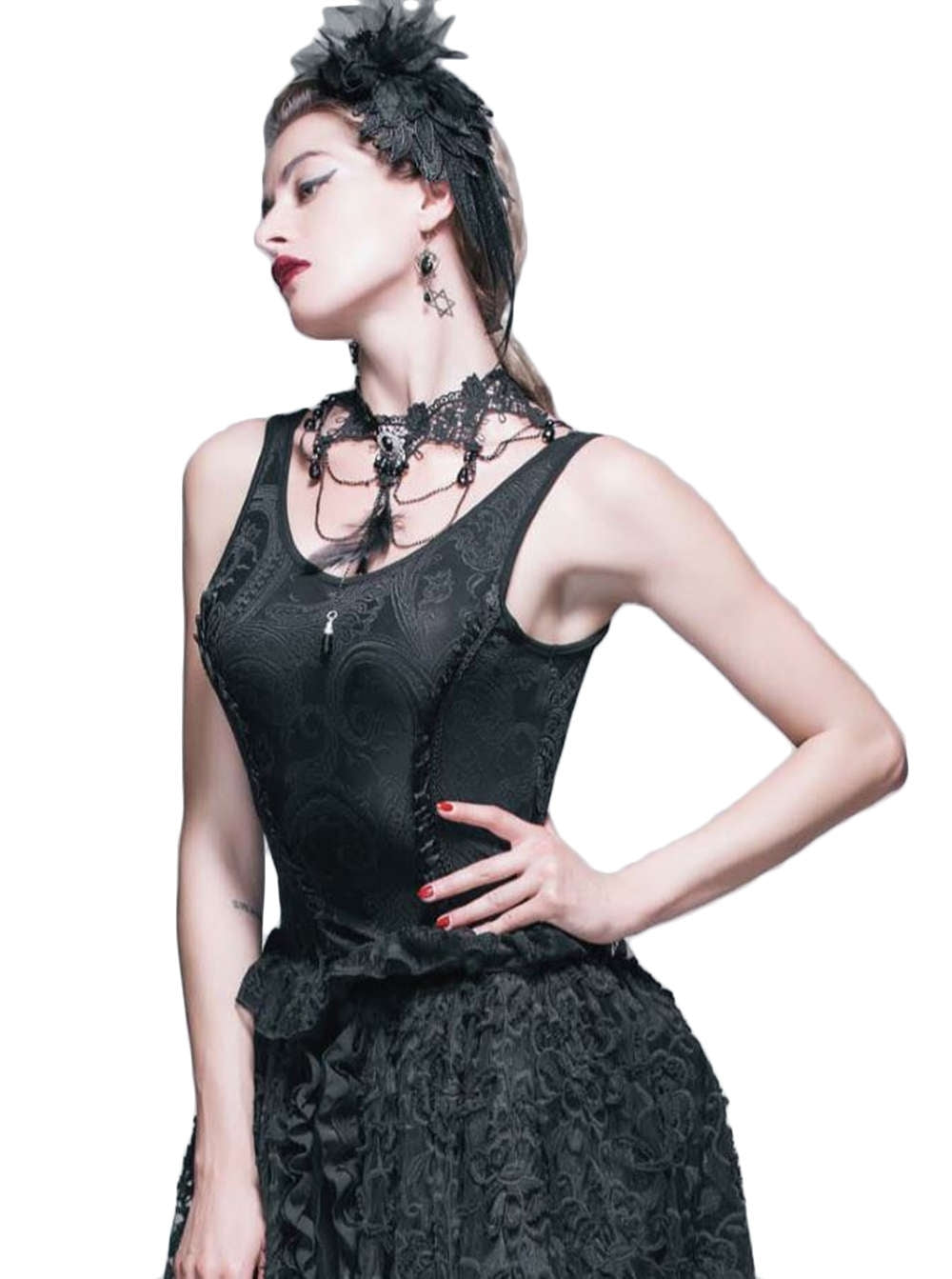 Corset look Gothic stretch top