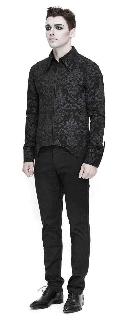 Gothic men shirt floral ornament by Devil Fashion