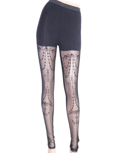 Dunkle Romantik Netzleggings von Devil Fashion