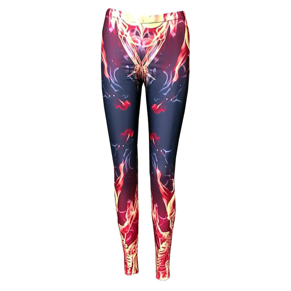 Heavy metal leggings flames