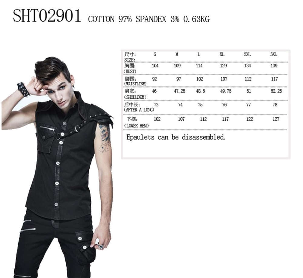 Gothic worker shirt with shoulder flap