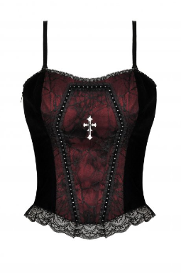 Gothic Funeral rot/schwarzes Corset-Top von Dark in Love