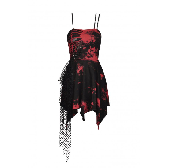Punky rot-schwarzer Fetzendress von Dark in Love