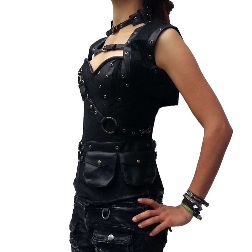 Black steampunk corset with bolero