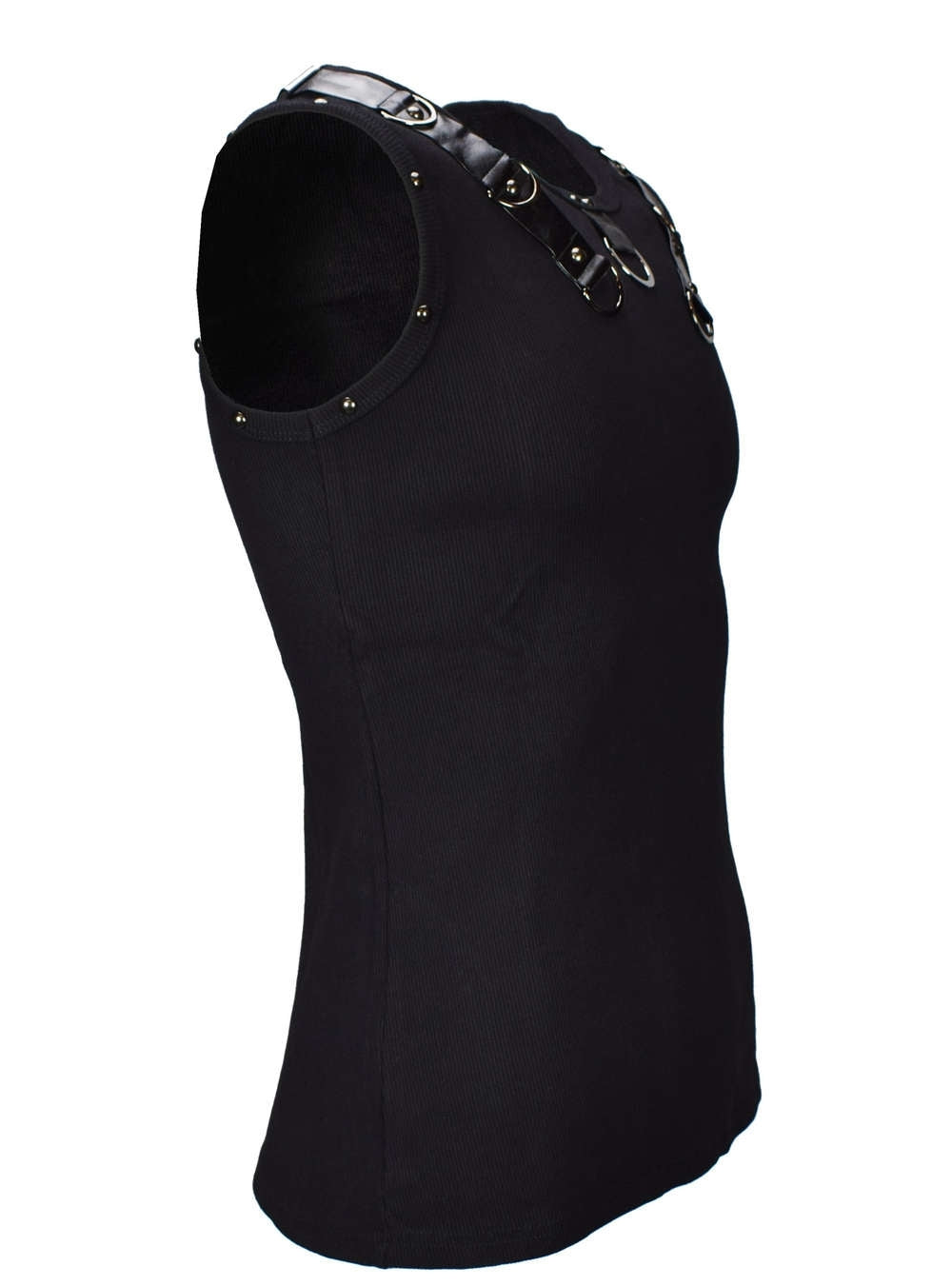 Gothic men's tank top with chains and ring