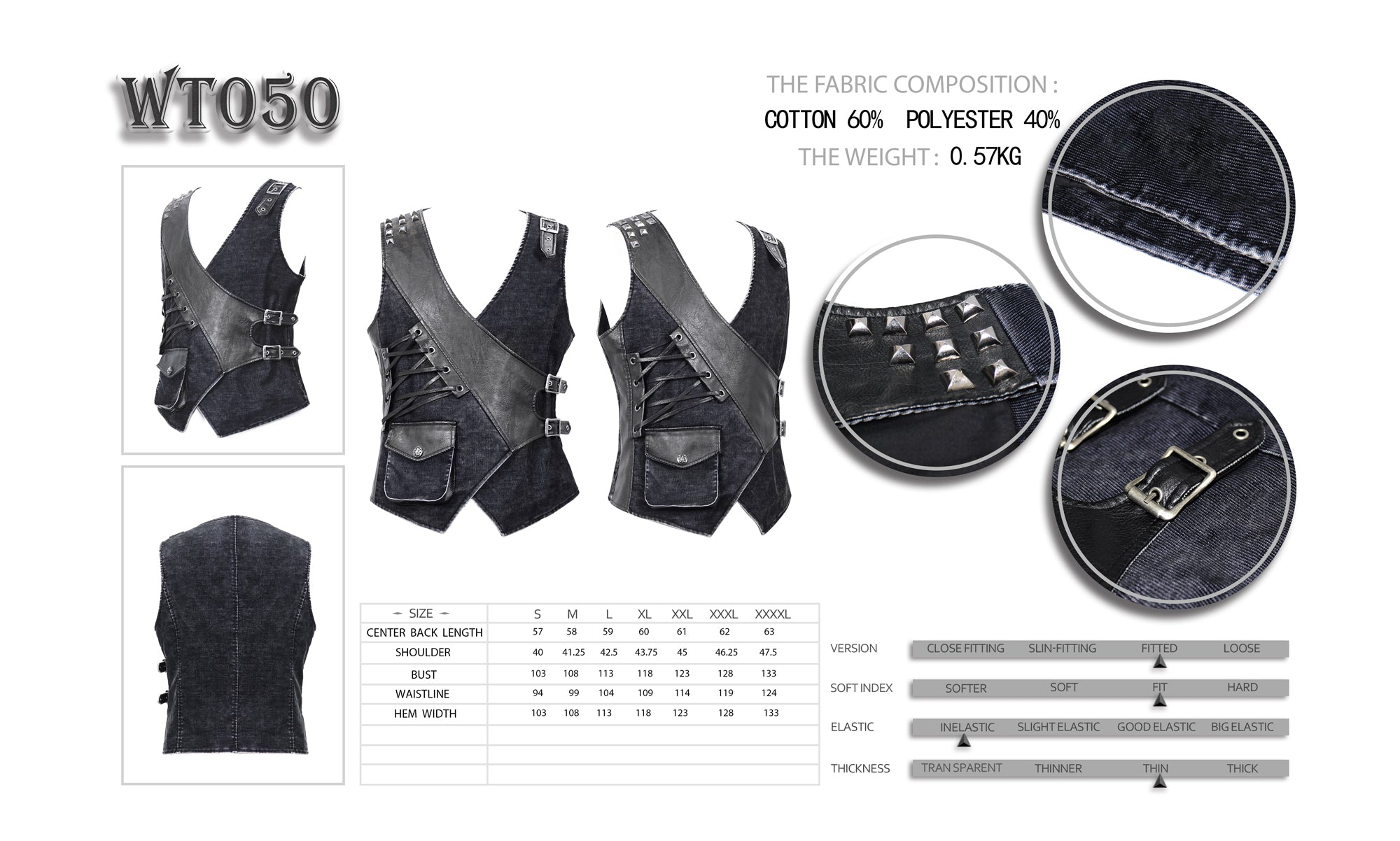 Gothic men's vest Black Musketeer by Devil Fashion