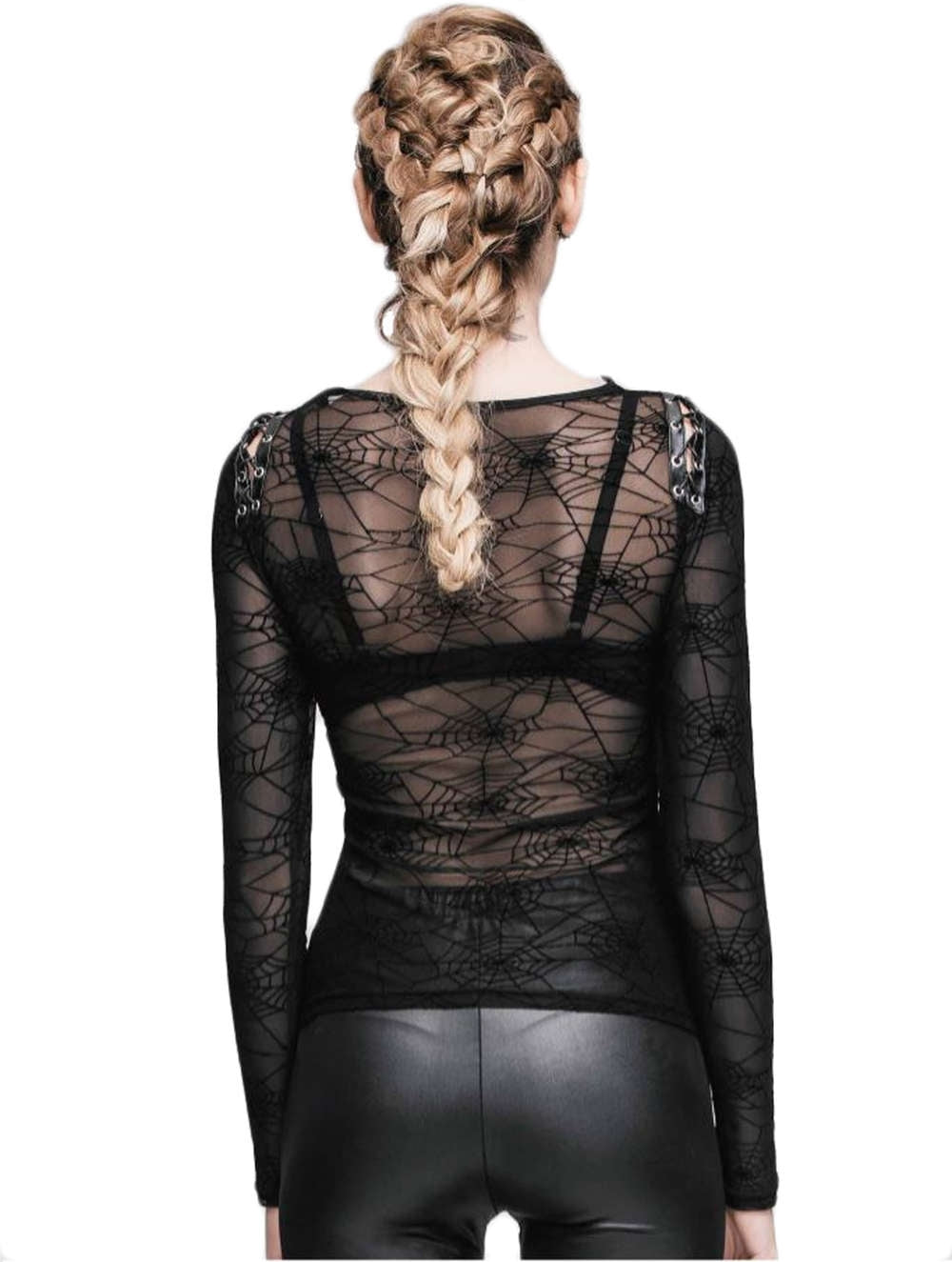 Gothic Damen Pulli Mit Spinnennetz Ärmeln