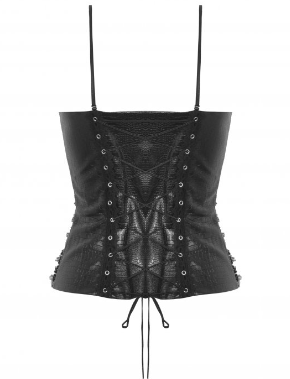 Gothic Corset Top mit Spitze und Kunstleder von Dark in Love