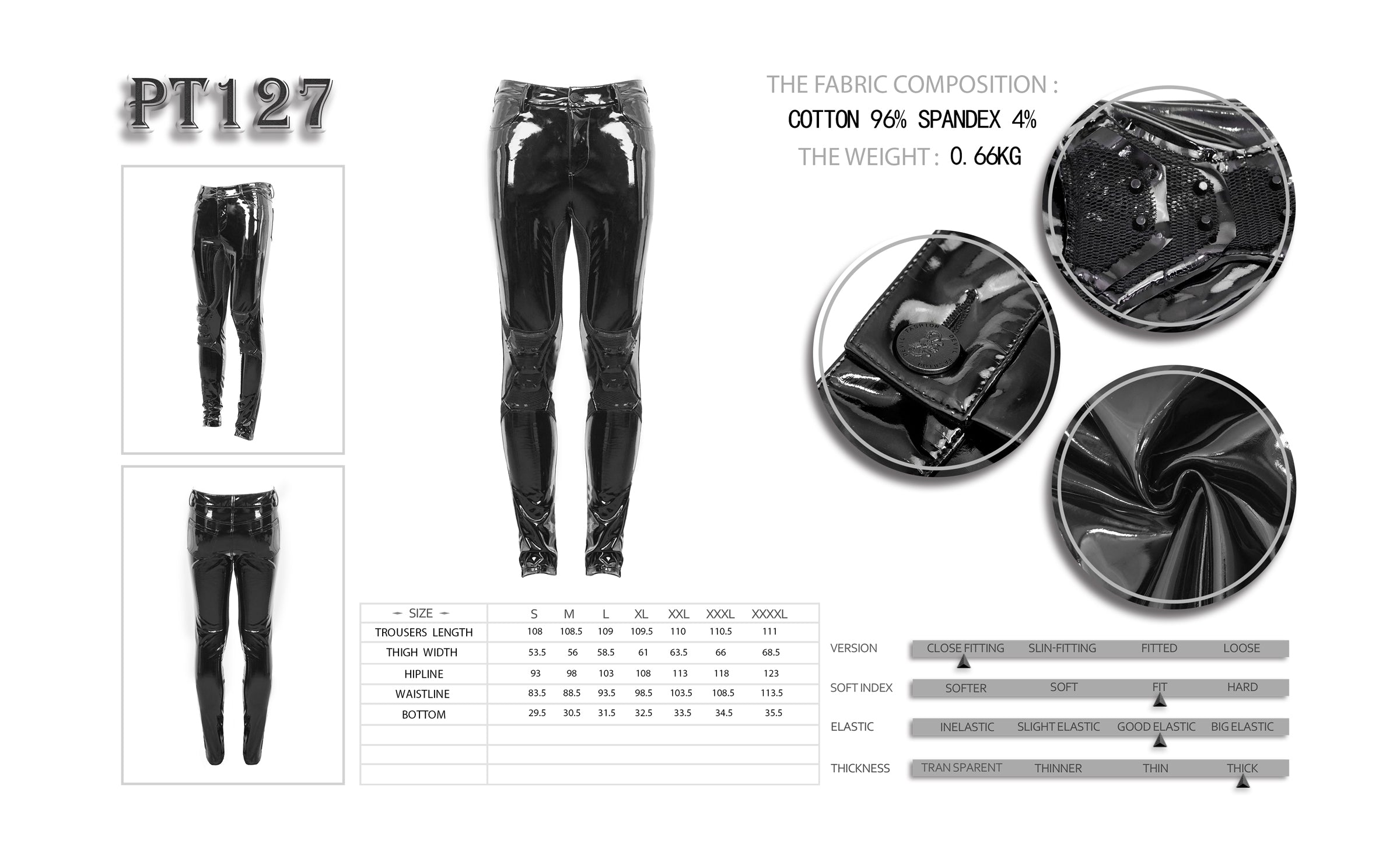 Gothic Maenner Hose Black Latex von Devil Fashion
