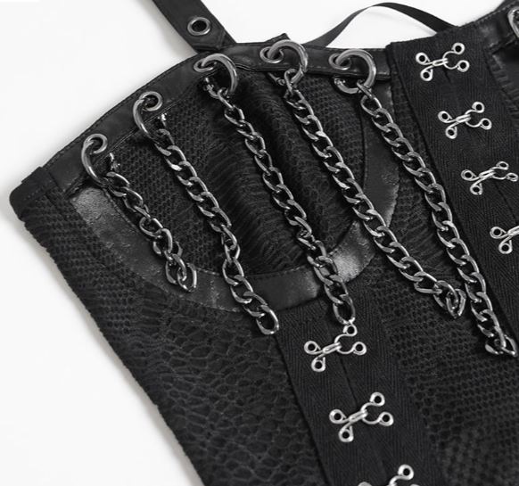 Crop Top im Corset Stil mit Ketten von Devil Fashion