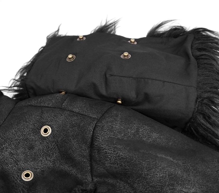 Berserker Mantel mit Schulterfell veganes Leder von Devil Fashion