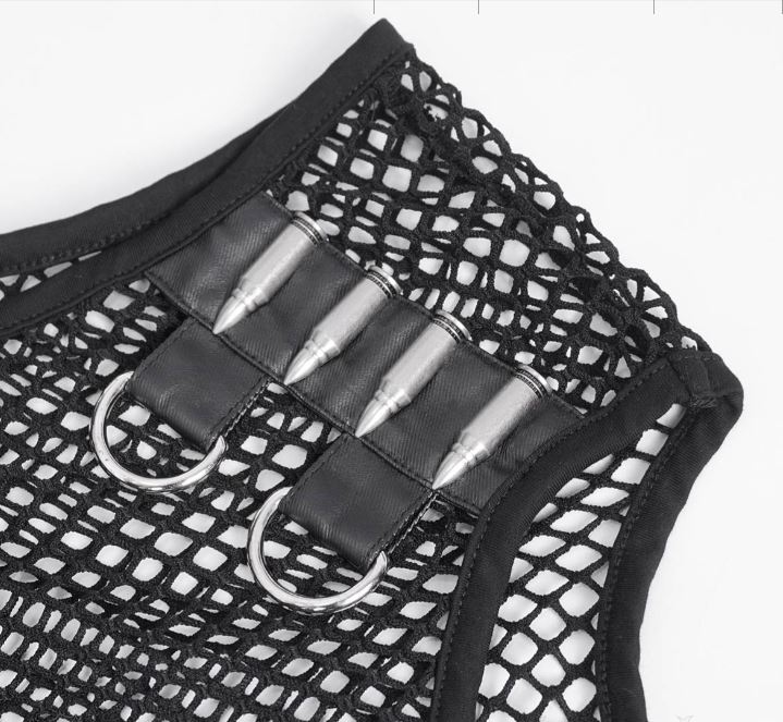 Black Bullet Mesh Net Top von Devil Fashion