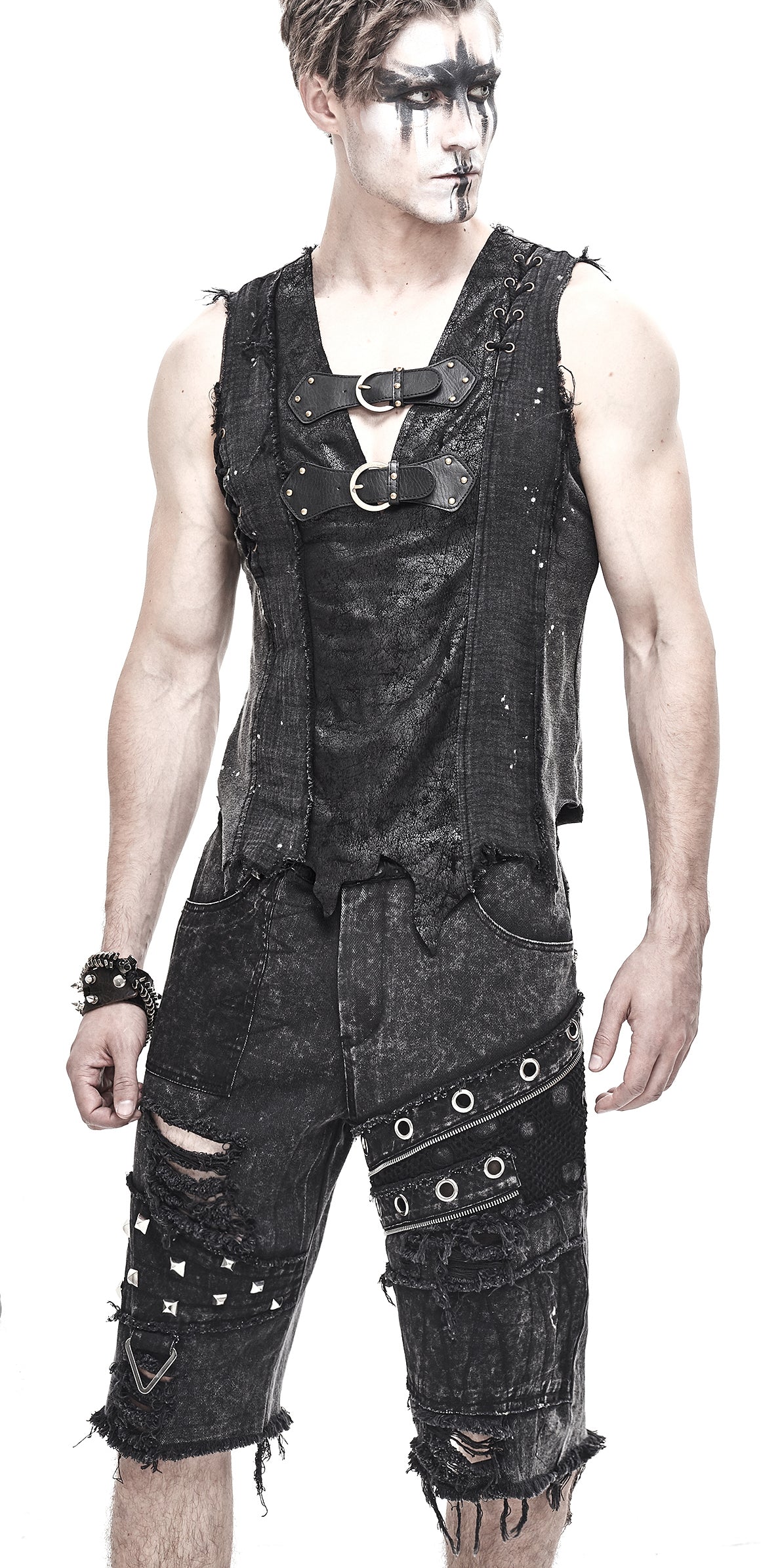 Gothic Maenner Shorts Punky Snowwash von Devil Fashion
