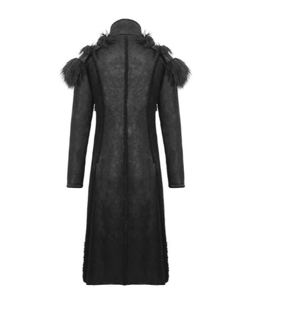 Berserker Mantel mit Schulterfell veganes Leder von Devil Fashion