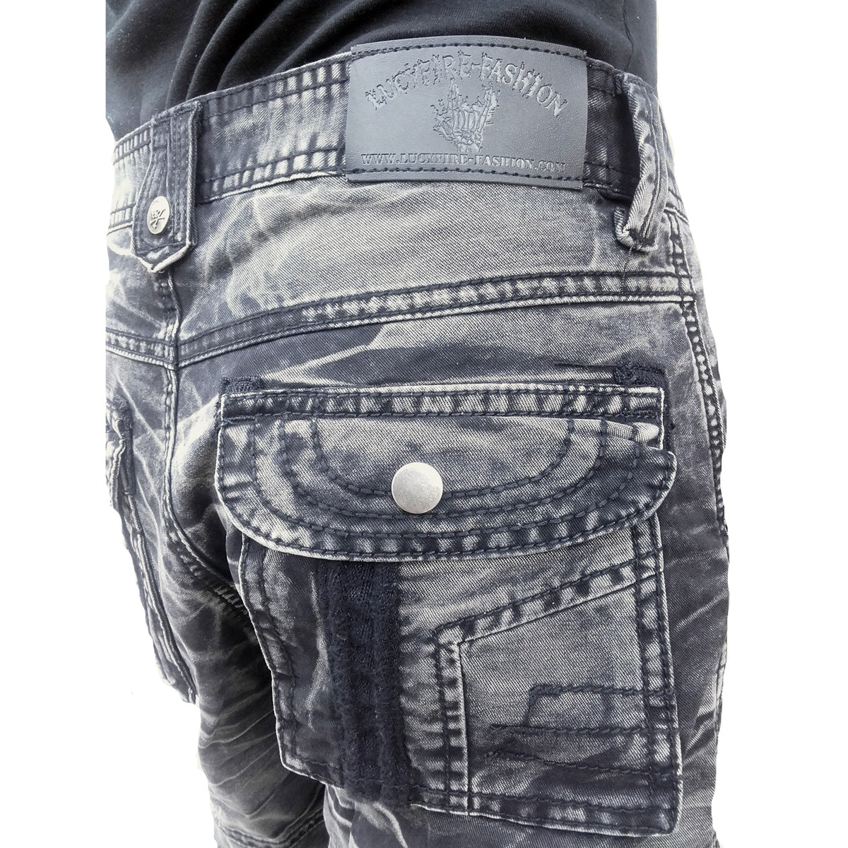 Lange Cargo Hose Grau/Schwarz Gebatikt