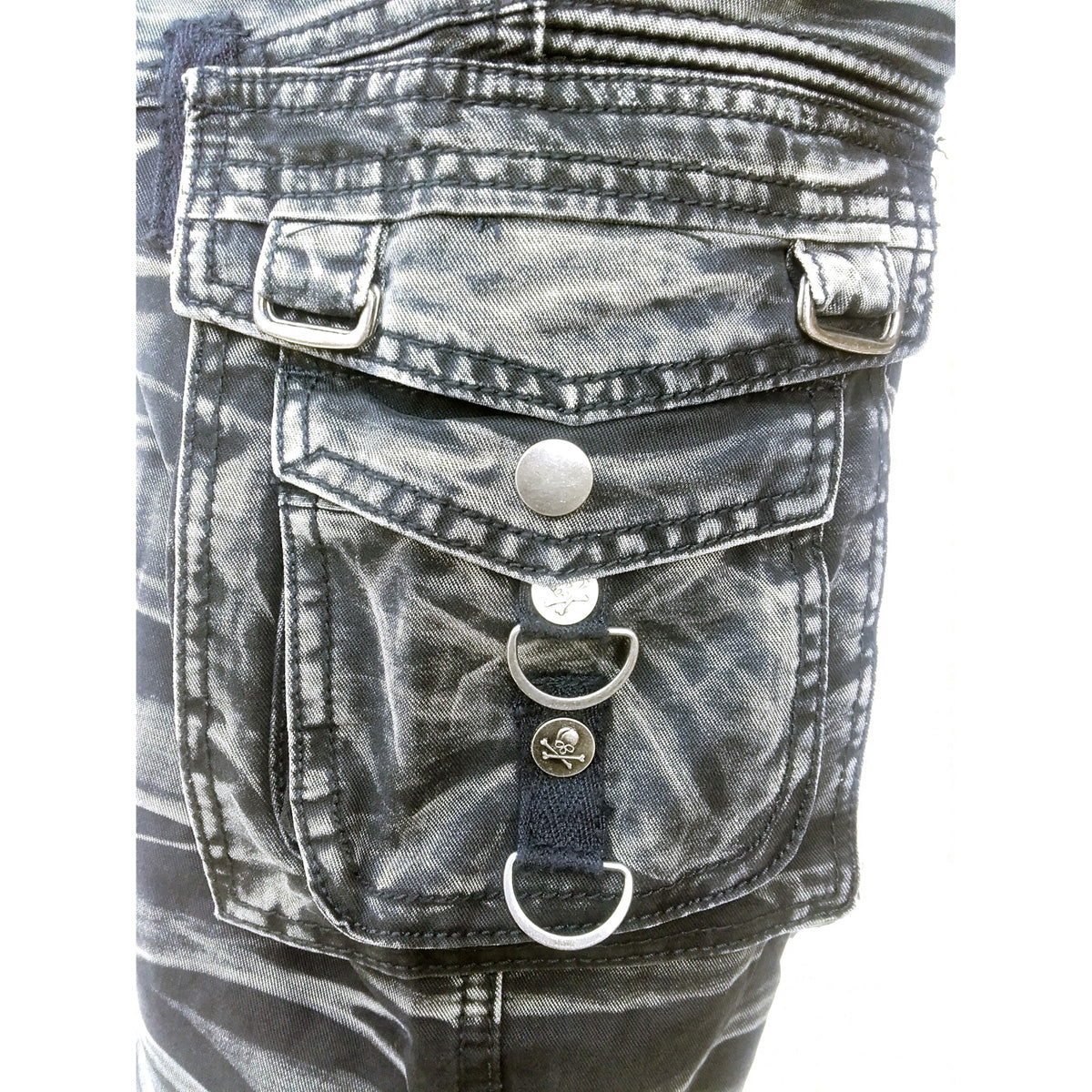 Lange Cargo Hose Grau/Schwarz Gebatikt