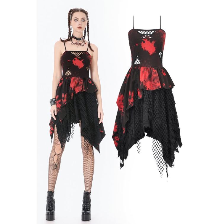 Punky rot-schwarzer Fetzendress von Dark in Love