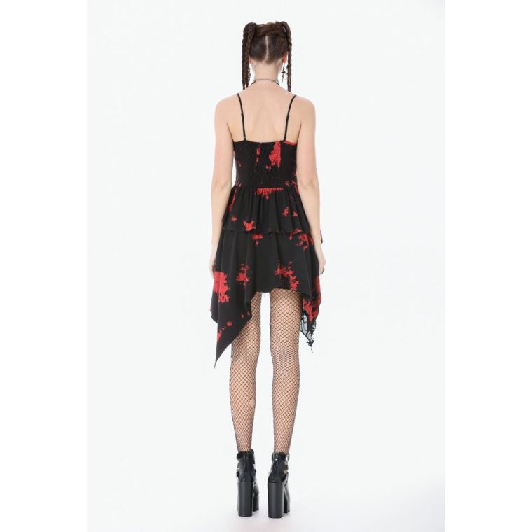 Punky rot-schwarzer Fetzendress von Dark in Love
