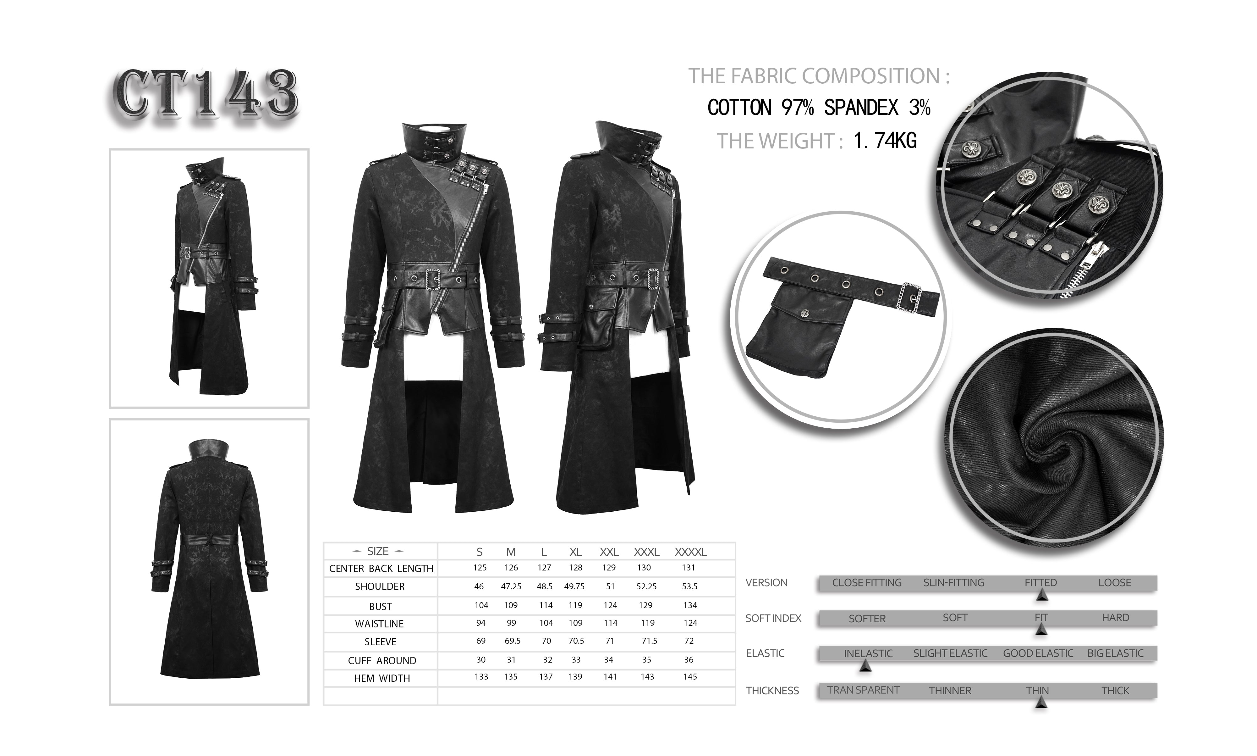 Gothic Männer Mantel Sinister Coachman von Devil Fashion