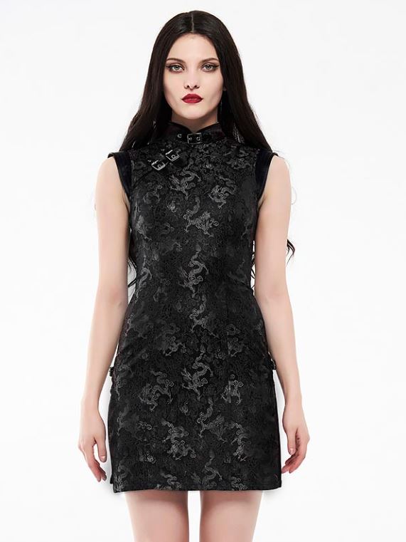 Chinese Dragon Dress in schwarz von PunkRave