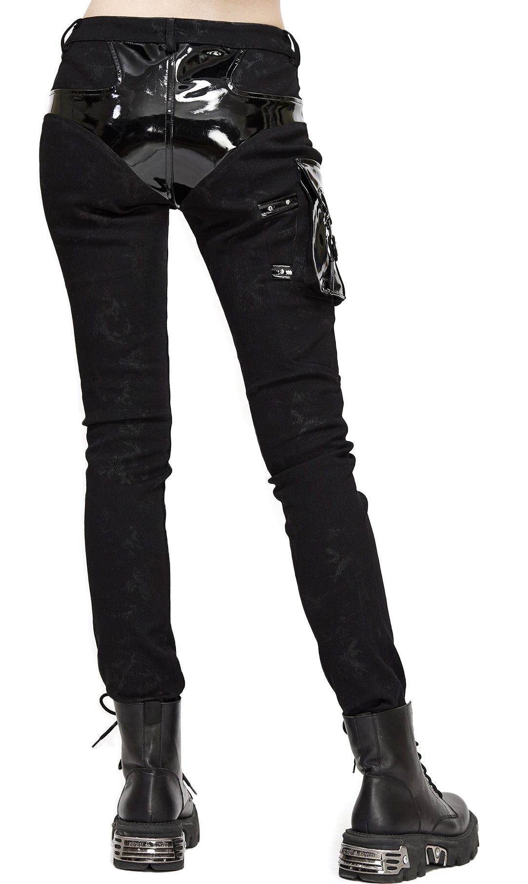 Gothic Frauen Hose mit Holster Tasche Black Task von Devil Fashion