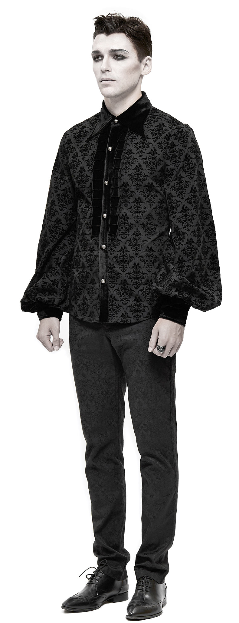 Gothic Maenner Hemd Floral Pattern von Devil Fashion