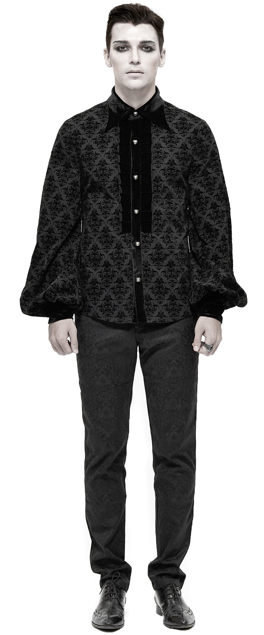 Gothic Maenner Hemd Floral Pattern von Devil Fashion