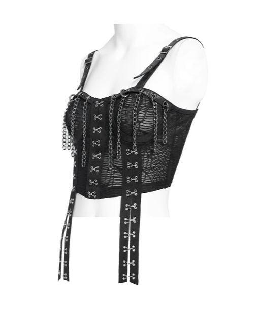 Crop Top im Corset Stil mit Ketten von Devil Fashion