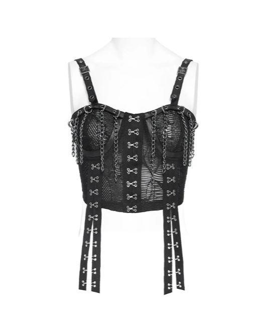 Crop Top im Corset Stil mit Ketten von Devil Fashion