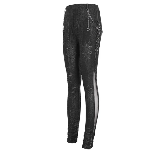 Schlangenmuster Slim-Hose mit Ketten von Devil Fashion