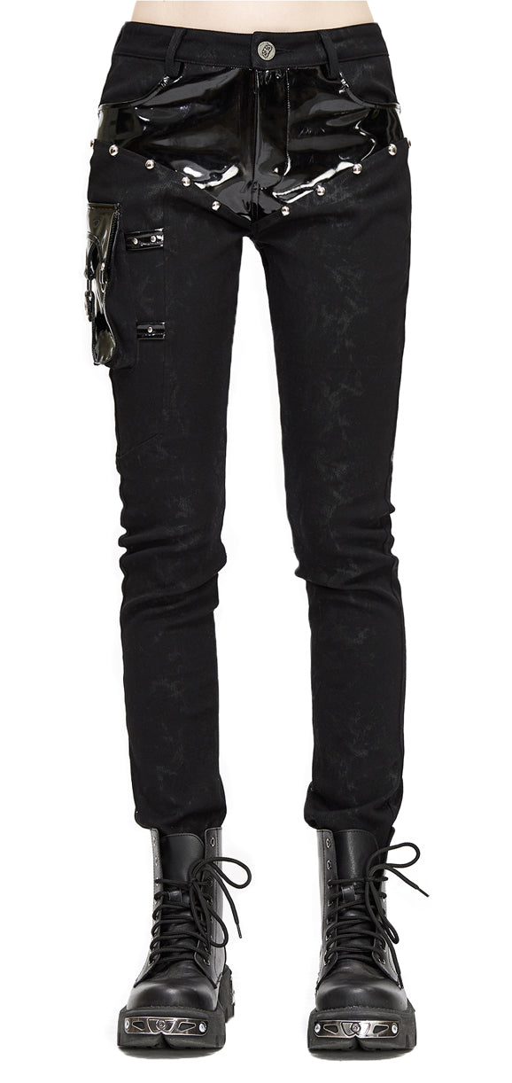 Gothic Frauen Hose mit Holster Tasche Black Task von Devil Fashion