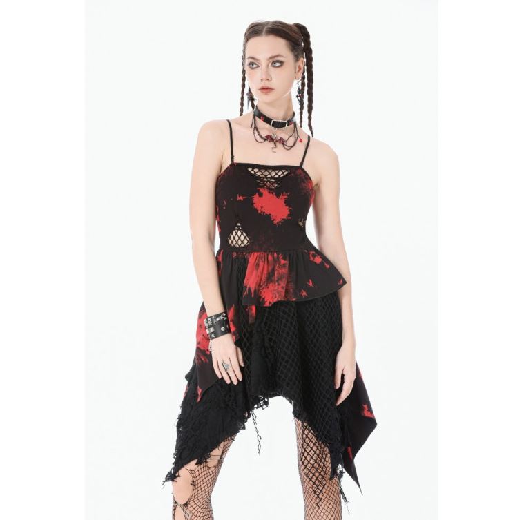 Punky rot-schwarzer Fetzendress von Dark in Love