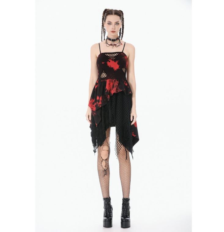 Punky rot-schwarzer Fetzendress von Dark in Love