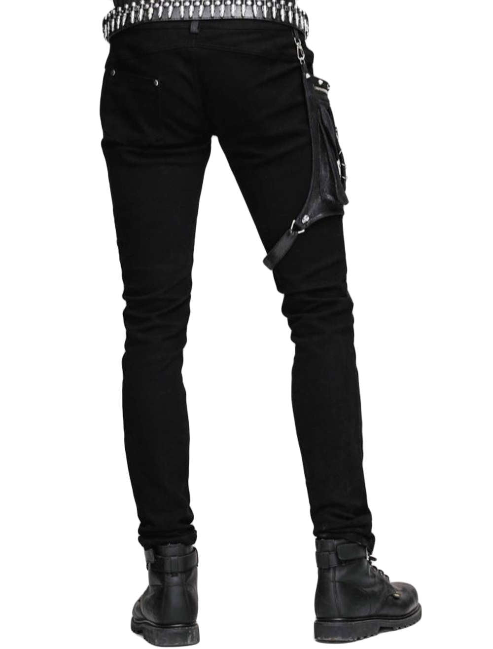 Lange Gothic Herren Hose Schwarz Mit Holstertasche
