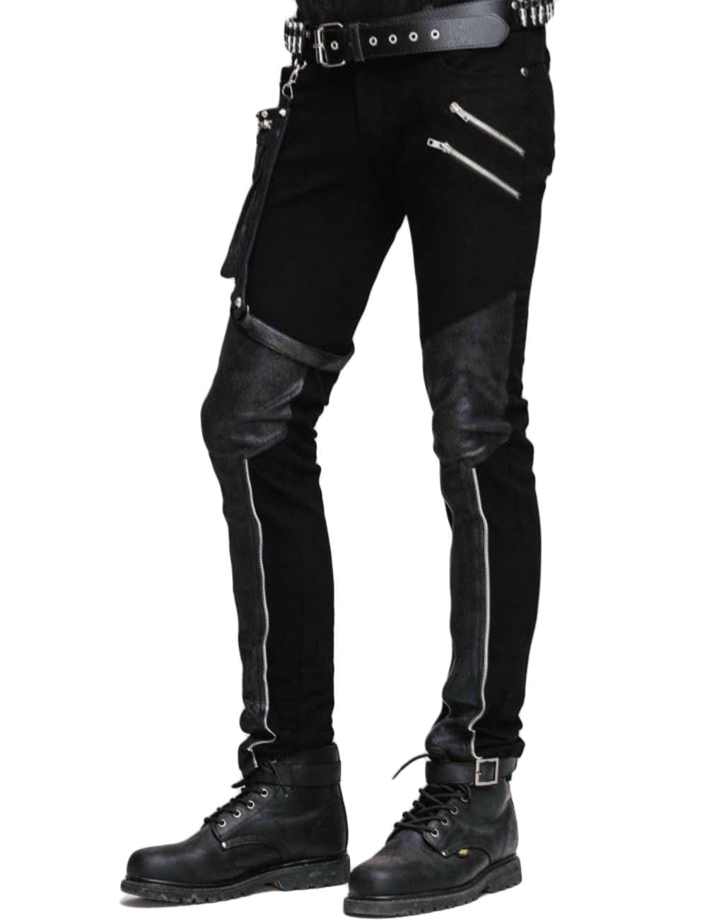 Lange Gothic Herren Hose Schwarz Mit Holstertasche