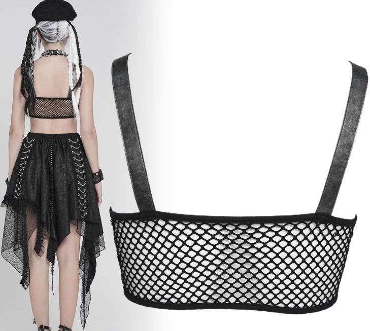 Crop Top in Herzform aus Kunstleder und Netzstoff von Devil Fashion