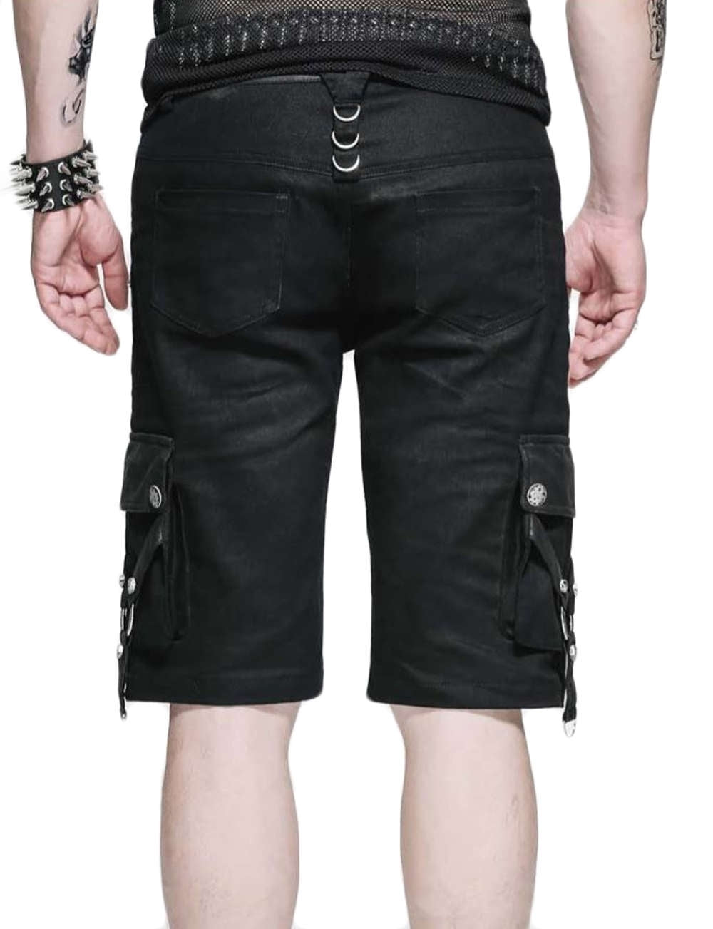Gothic Herren Shorts Mit Riemen Und Reißverschlüssen
