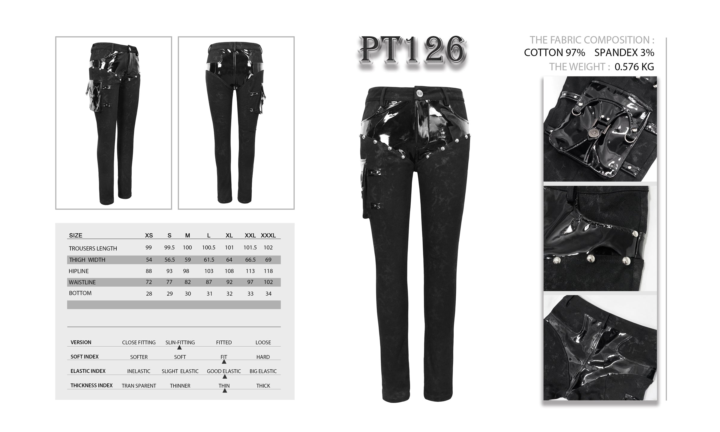 Gothic Frauen Hose mit Holster Tasche Black Task von Devil Fashion
