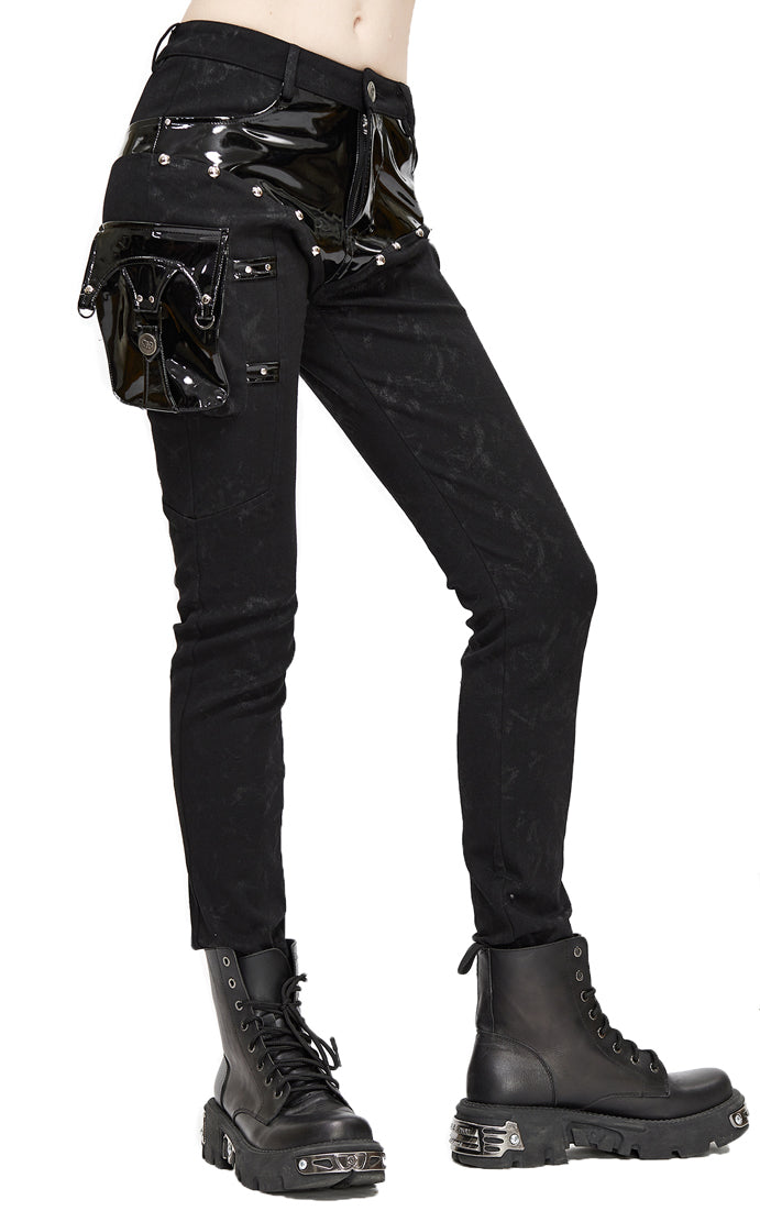 Gothic Frauen Hose mit Holster Tasche Black Task von Devil Fashion