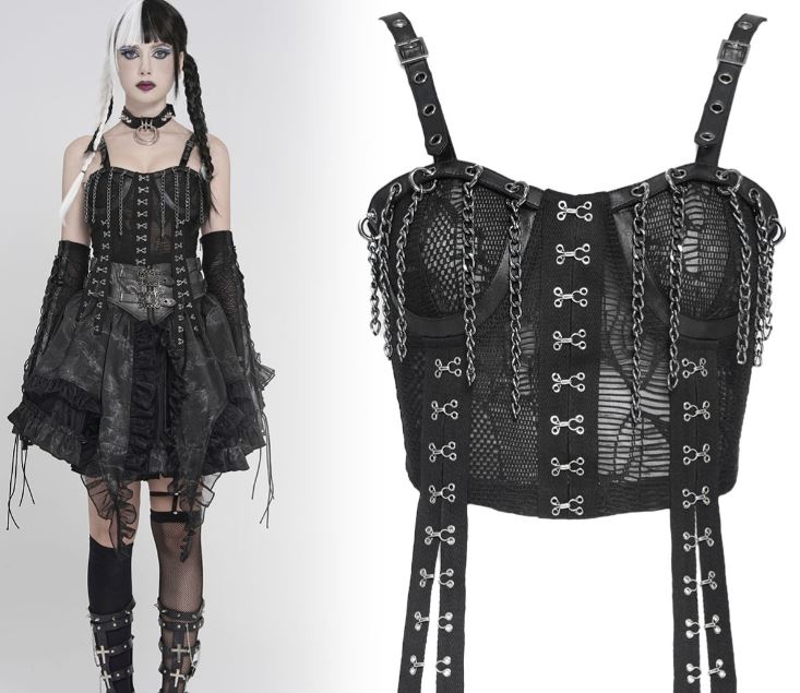 Crop Top im Corset Stil mit Ketten von Devil Fashion