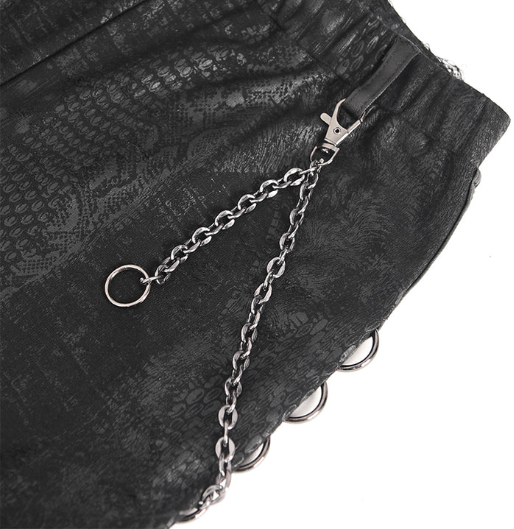 Schlangenmuster Slim-Hose mit Ketten von Devil Fashion