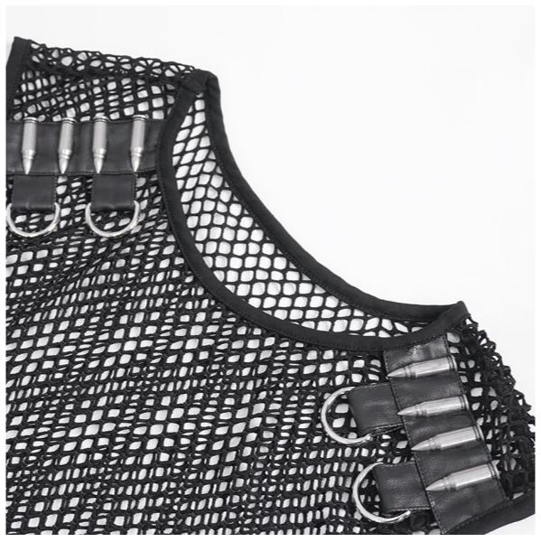 Black Bullet Mesh Net Top von Devil Fashion