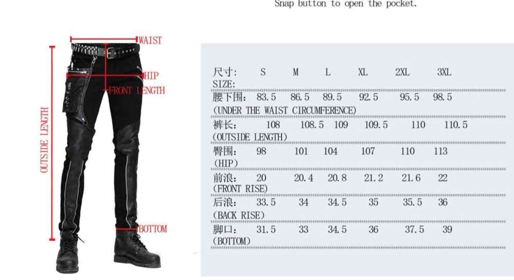 Lange Gothic Herren Hose Schwarz Mit Holstertasche