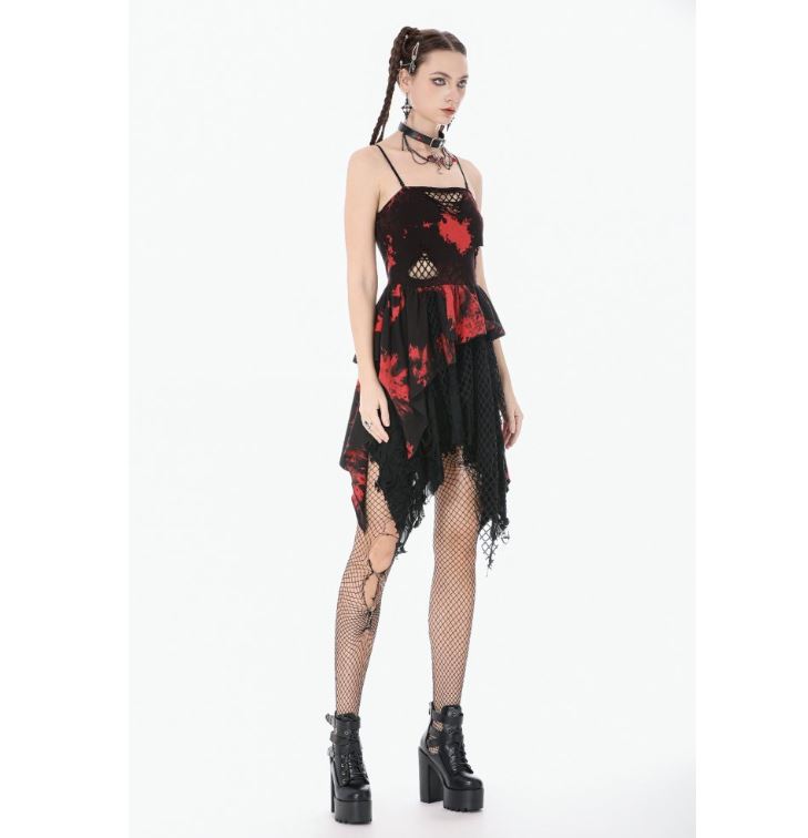Punky rot-schwarzer Fetzendress von Dark in Love